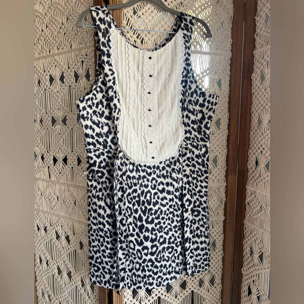 Urban Outfitters Kimchi Blue June Boat Neck Bob Collar Animal Print Mini Dress